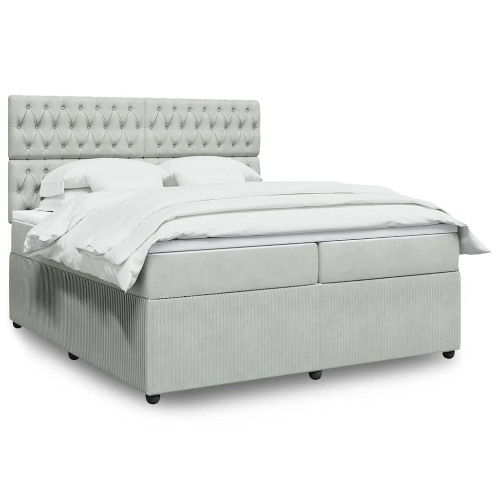Sommier à lattes de lit et matelas Gris clair 200x200cm Velours - XIOS
