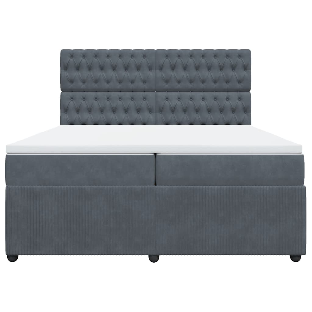 Sommier à lattes de lit et matelas Gris foncé 200x200cm Velours - XIOS