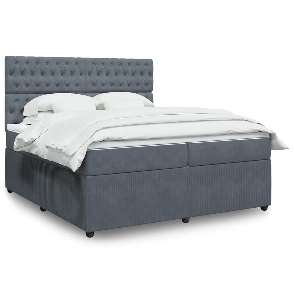Sommier à lattes de lit et matelas Gris foncé 200x200cm Velours - XIOS