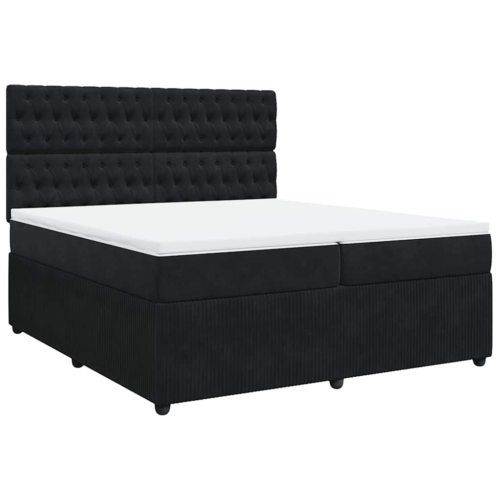 Sommier à lattes de lit et matelas Noir 200x200 cm Velours - XIOS