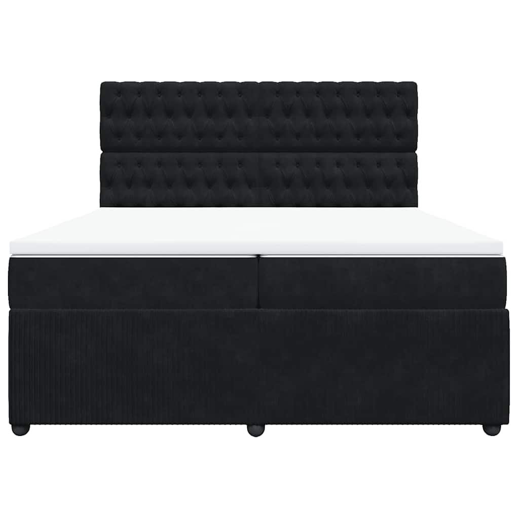 Sommier à lattes de lit et matelas Noir 200x200 cm Velours - XIOS