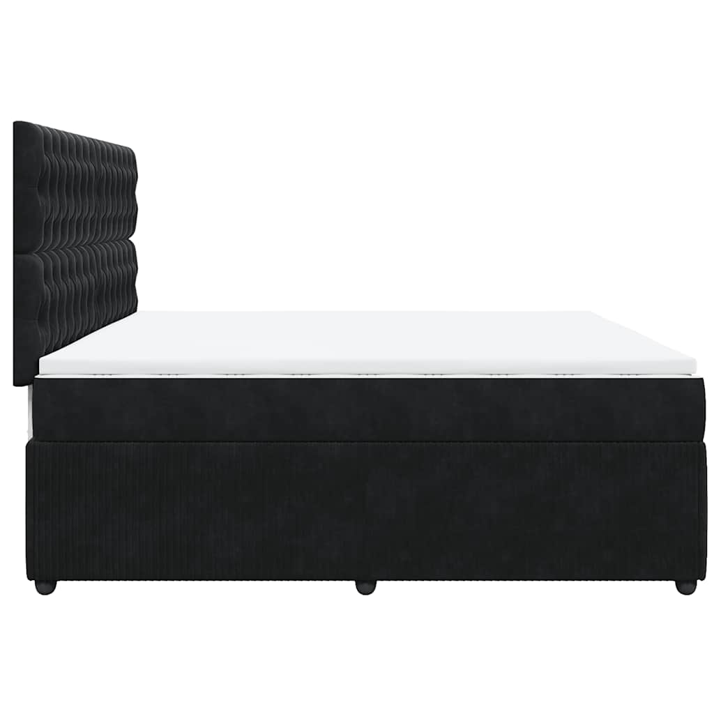 Sommier à lattes de lit et matelas Noir 200x200 cm Velours - XIOS