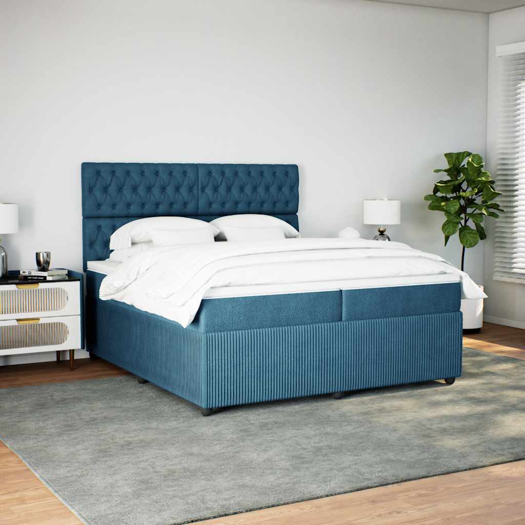 Sommier à lattes de lit et matelas Bleu foncé 200x200cm Velours - XIOS