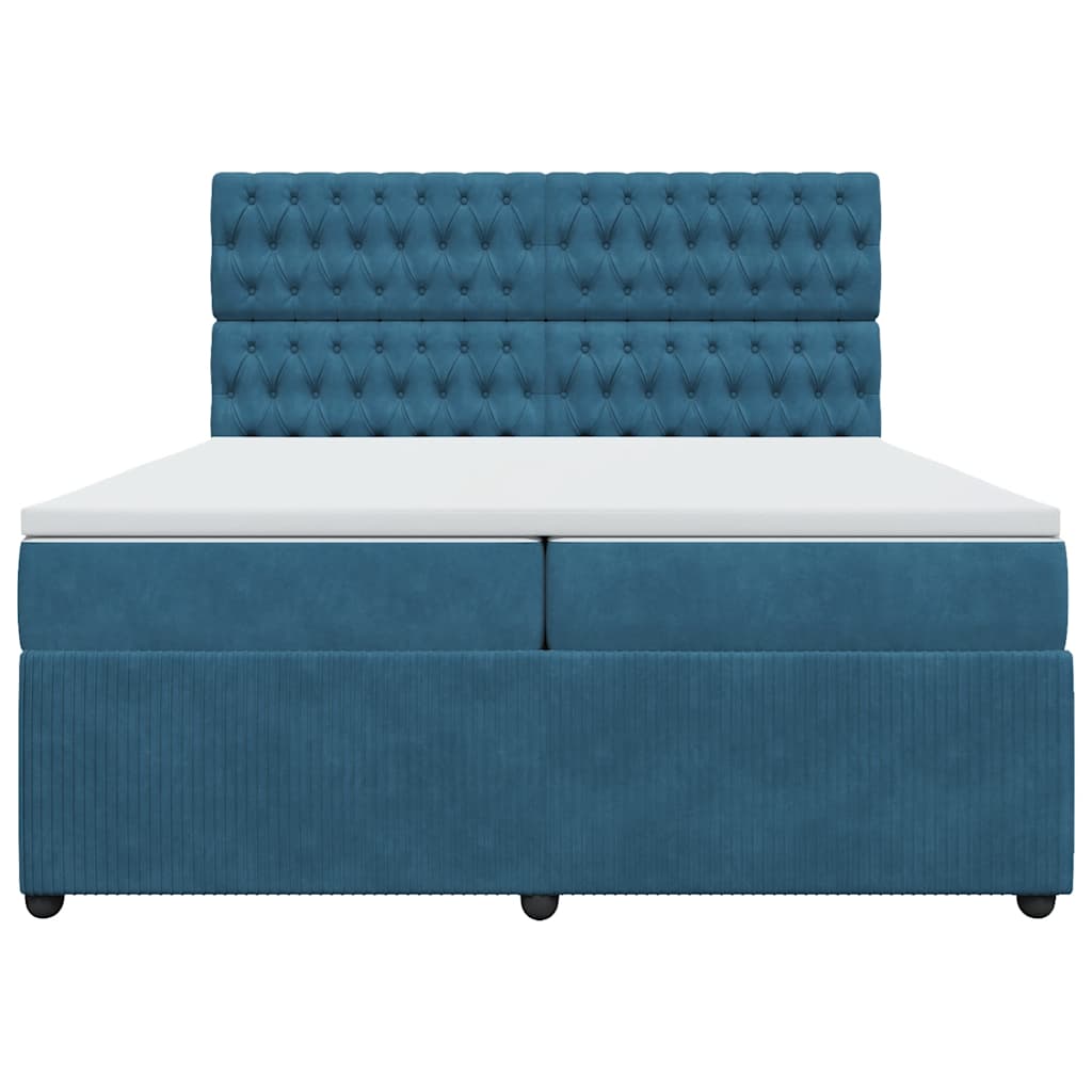 Sommier à lattes de lit et matelas Bleu foncé 200x200cm Velours - XIOS