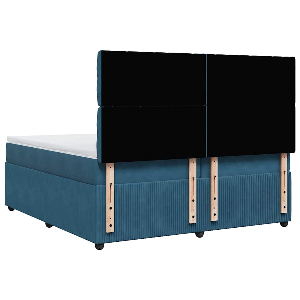 Sommier à lattes de lit et matelas Bleu foncé 200x200cm Velours - XIOS