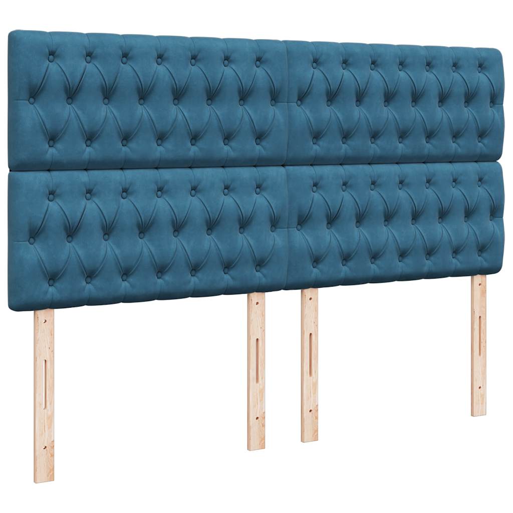 Sommier à lattes de lit et matelas Bleu foncé 200x200cm Velours - XIOS