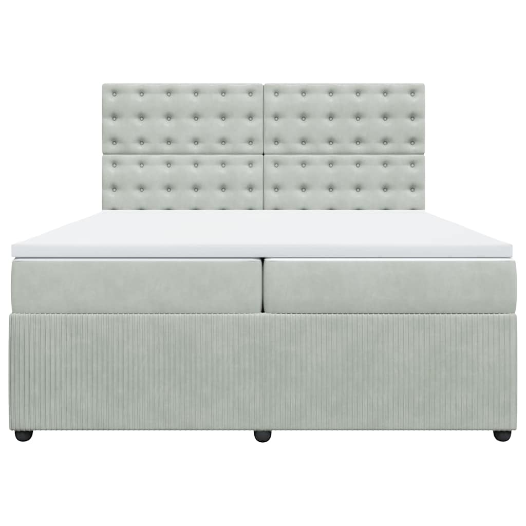 Sommier à lattes de lit et matelas Gris clair 200x200cm Velours - XIOS