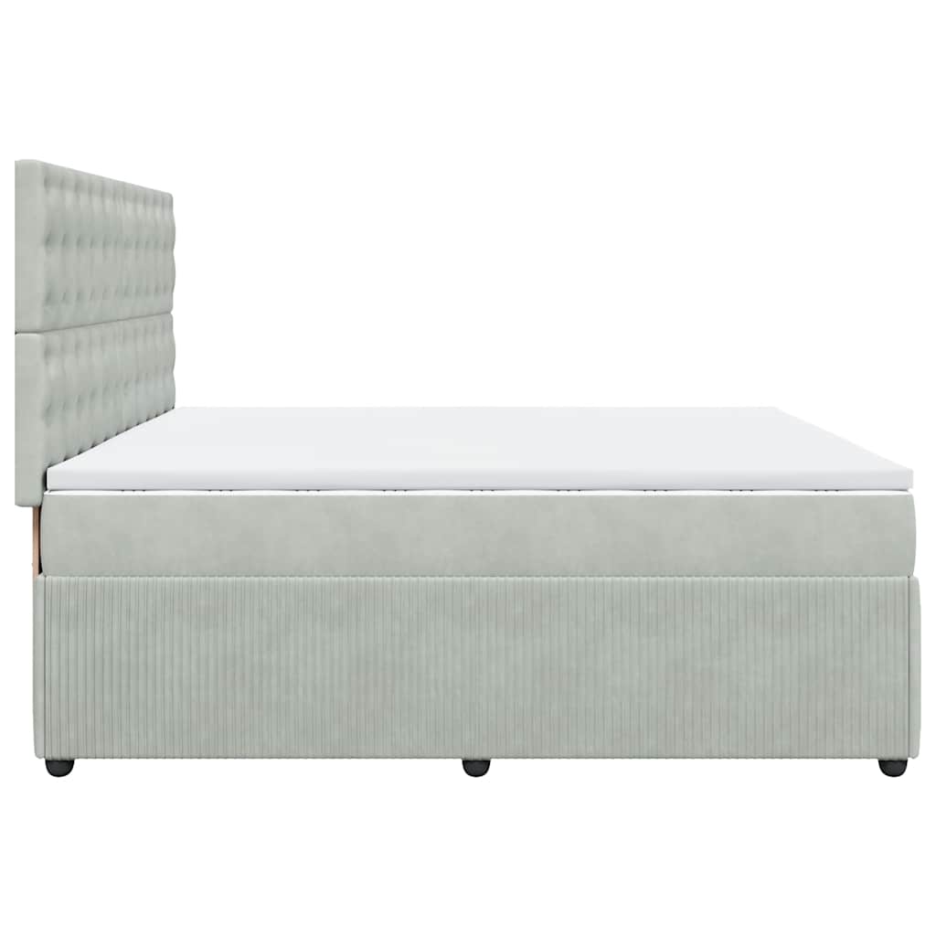 Sommier à lattes de lit et matelas Gris clair 200x200cm Velours - XIOS