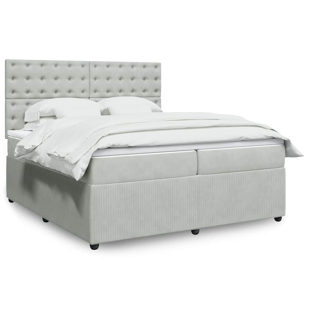 Sommier à lattes de lit et matelas Gris clair 200x200cm Velours - XIOS