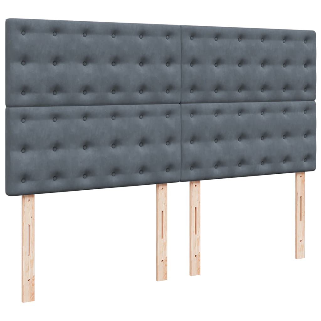 Sommier à lattes de lit et matelas Gris foncé 200x200cm Velours - XIOS
