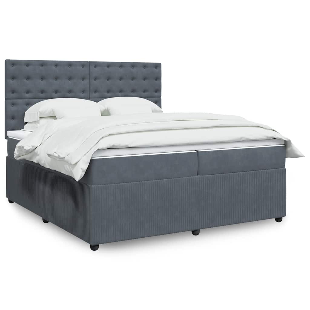 Sommier à lattes de lit et matelas Gris foncé 200x200cm Velours - XIOS