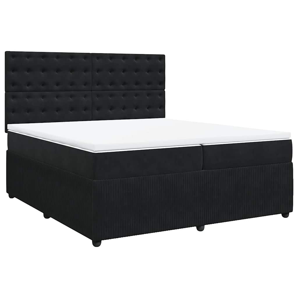Sommier à lattes de lit et matelas Noir 200x200 cm Velours - XIOS