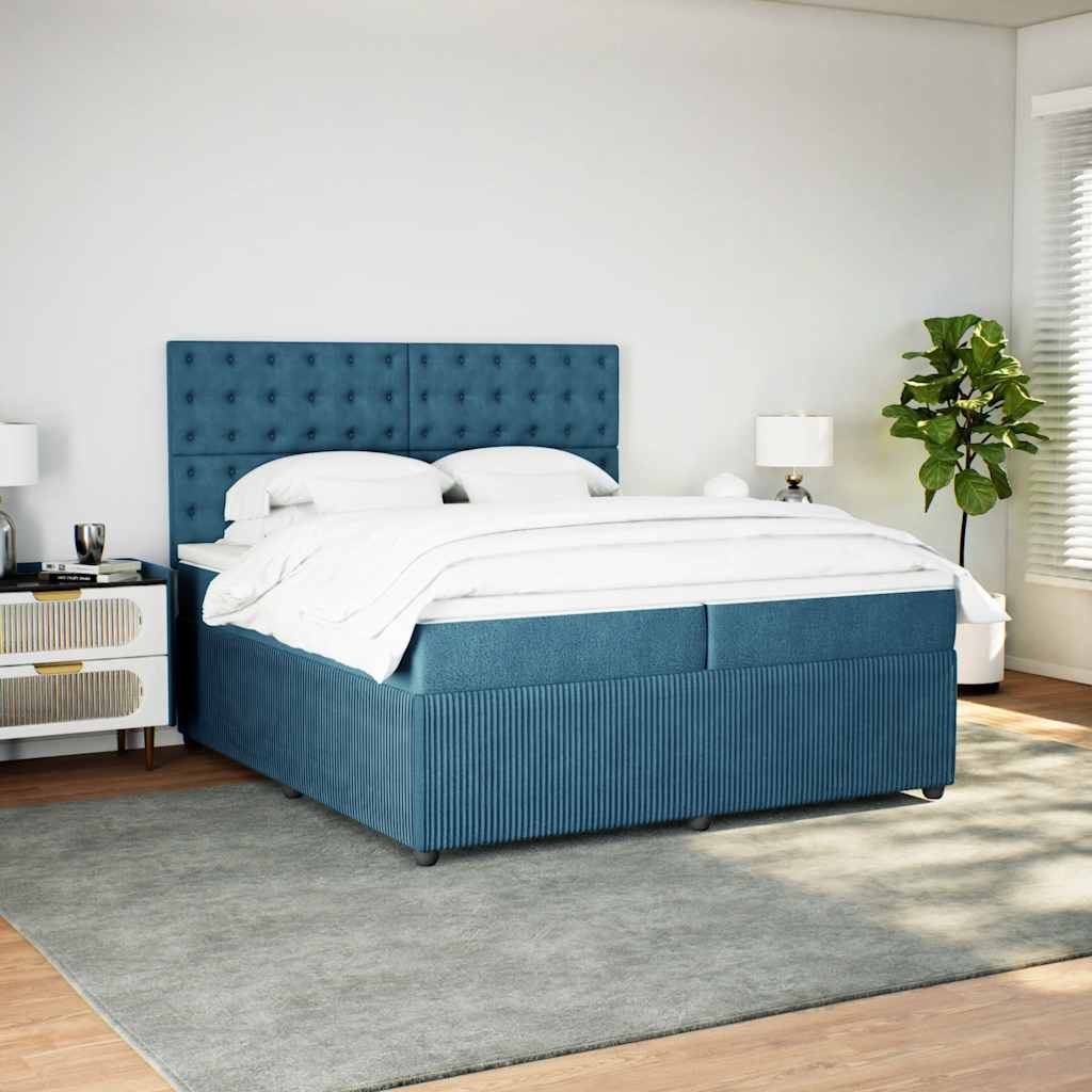 Sommier à lattes de lit et matelas Bleu foncé 200x200cm Velours - XIOS