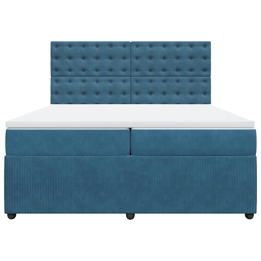 Sommier à lattes de lit et matelas Bleu foncé 200x200cm Velours - XIOS