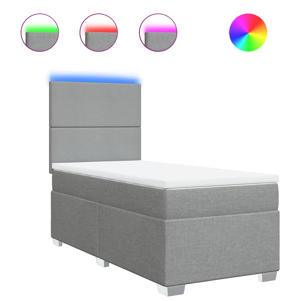 Sommier à lattes de lit avec matelas gris clair 80x200 cm tissu - XIOS
