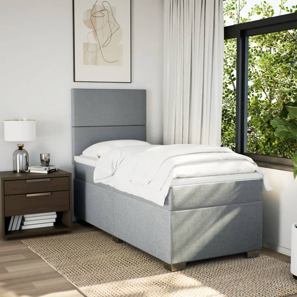 Sommier à lattes de lit avec matelas gris clair 80x200 cm tissu - XIOS