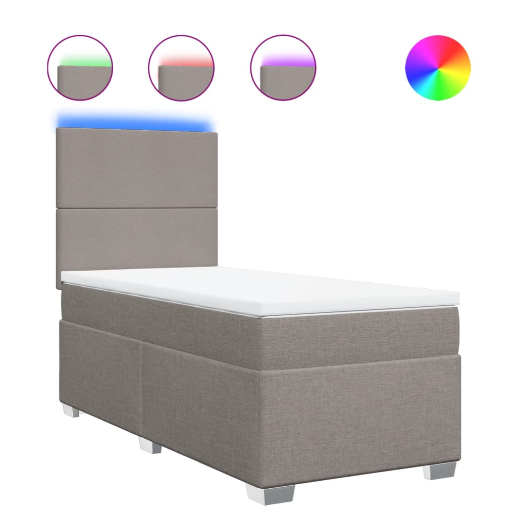 Sommier à lattes de lit avec matelas Taupe 90x190 cm Tissu - XIOS