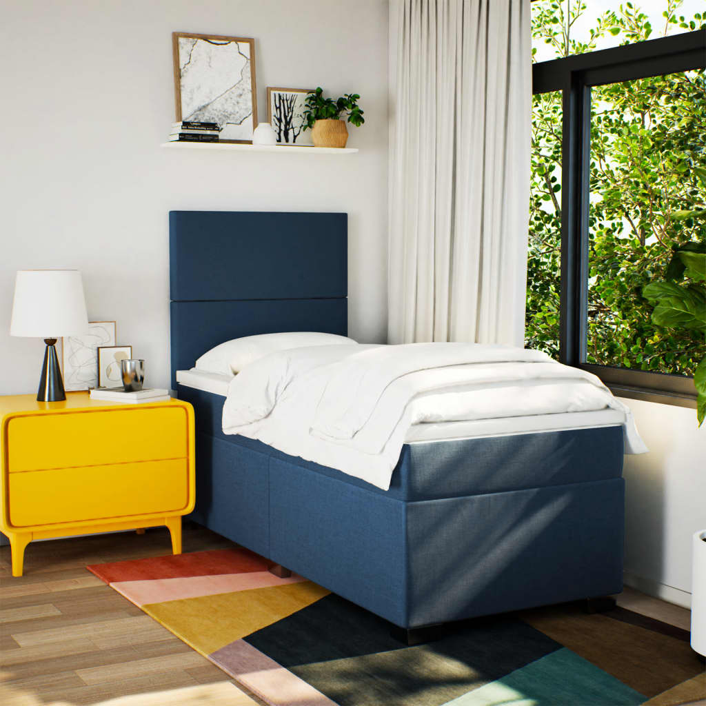 Sommier à lattes de lit avec matelas Bleu 90x190 cm Tissu - XIOS