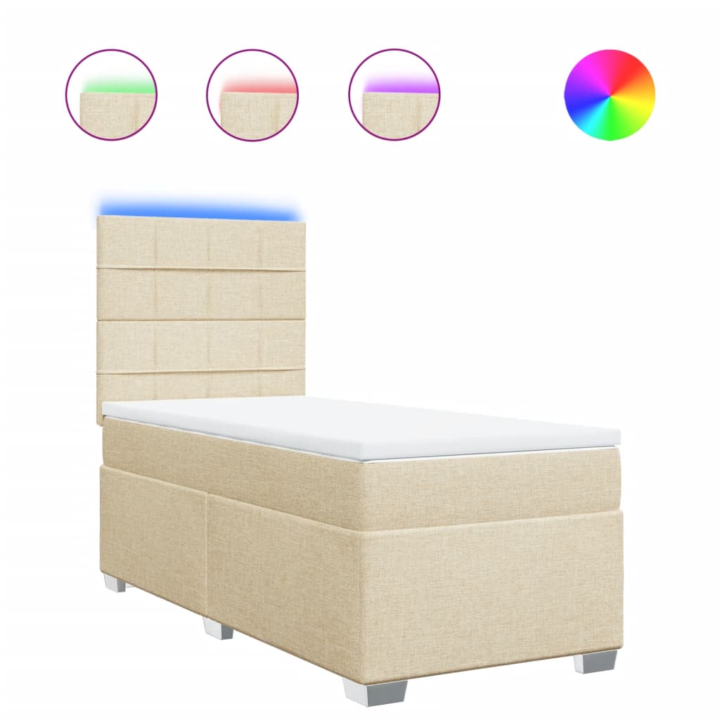 Sommier à lattes de lit et matelas Crème 90x190 cm Tissu - XIOS