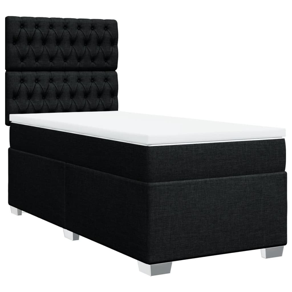 Sommier à lattes de lit avec matelas Noir 90x190 cm Tissu - XIOS