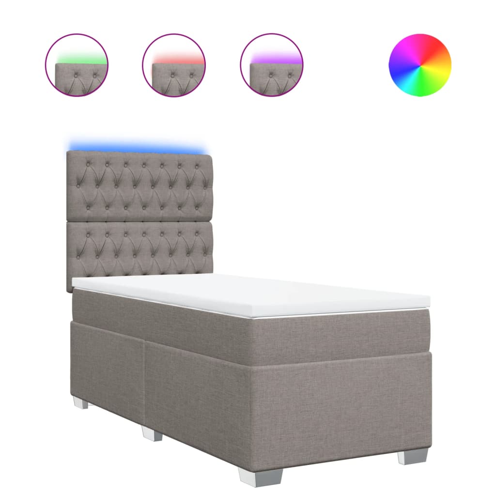Sommier à lattes de lit avec matelas Taupe 90x190 cm Tissu - XIOS