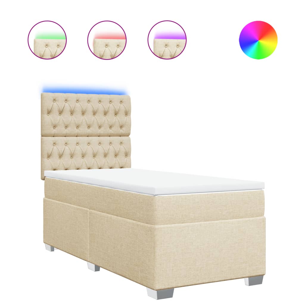 Sommier à lattes de lit et matelas Crème 90x190 cm Tissu - XIOS