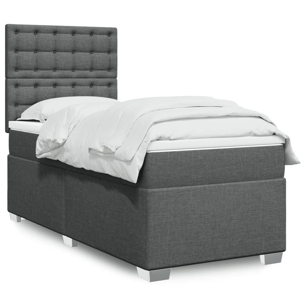 Sommier à lattes de lit et matelas Gris foncé 90x190 cm Tissu - XIOS