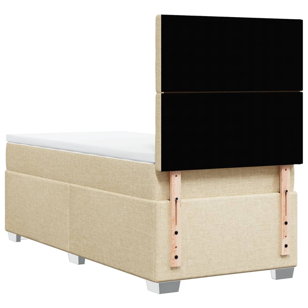 Sommier à lattes de lit et matelas Crème 90x190 cm Tissu