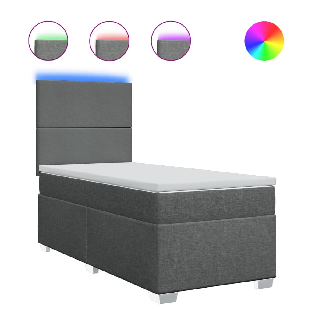 Sommier à lattes de lit avec matelas Gris foncé 90x200 cm Tissu - XIOS