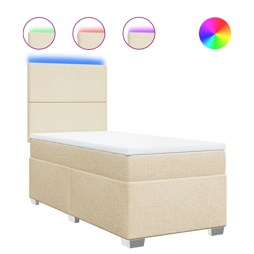 Sommier à lattes de lit avec matelas Crème 90x200 cm Tissu - XIOS