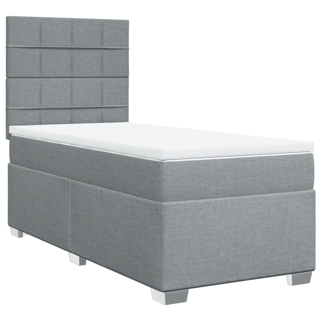 Sommier à lattes de lit avec matelas Gris clair 90x200 cm Tissu - XIOS
