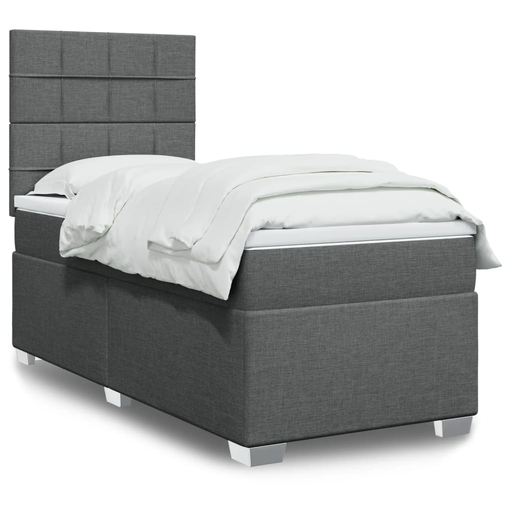 Sommier à lattes de lit avec matelas Gris foncé 90x200 cm Tissu - XIOS