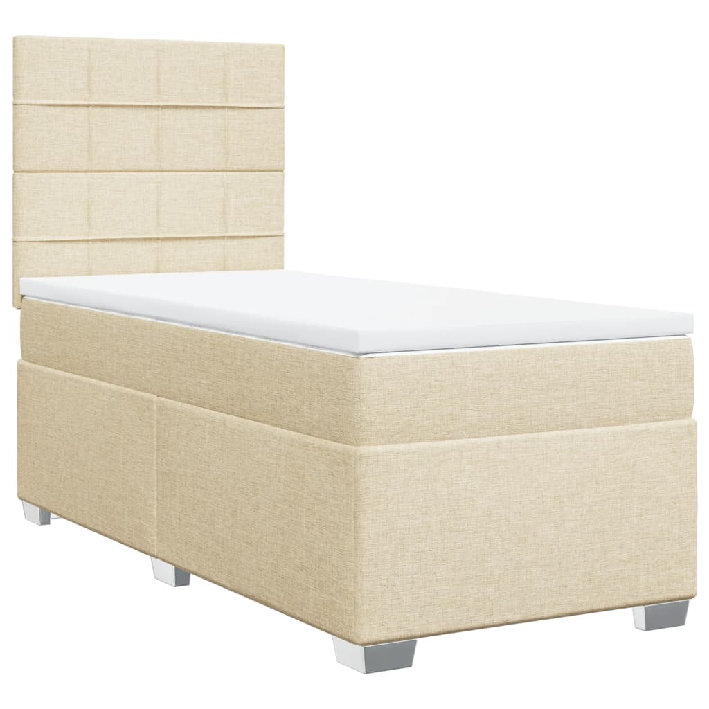 Sommier à lattes de lit avec matelas Crème 90x200 cm Tissu - XIOS