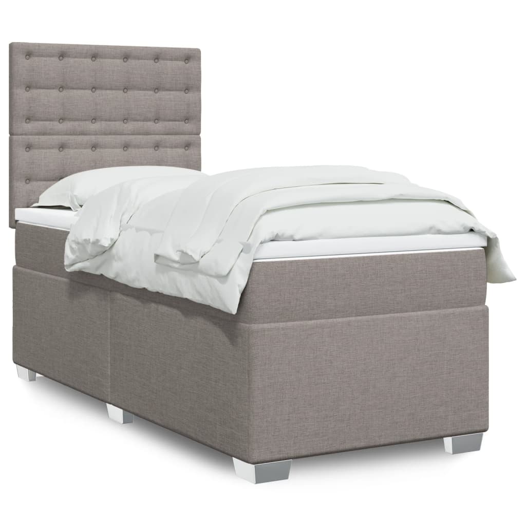 Sommier à lattes de lit avec matelas Taupe 90x200 cm Tissu - XIOS