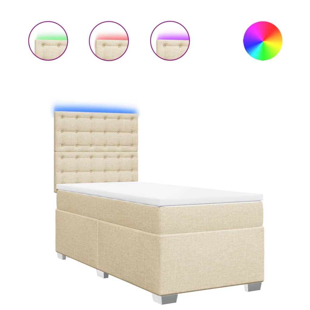 Sommier à lattes de lit avec matelas Crème 90x200 cm Tissu - XIOS