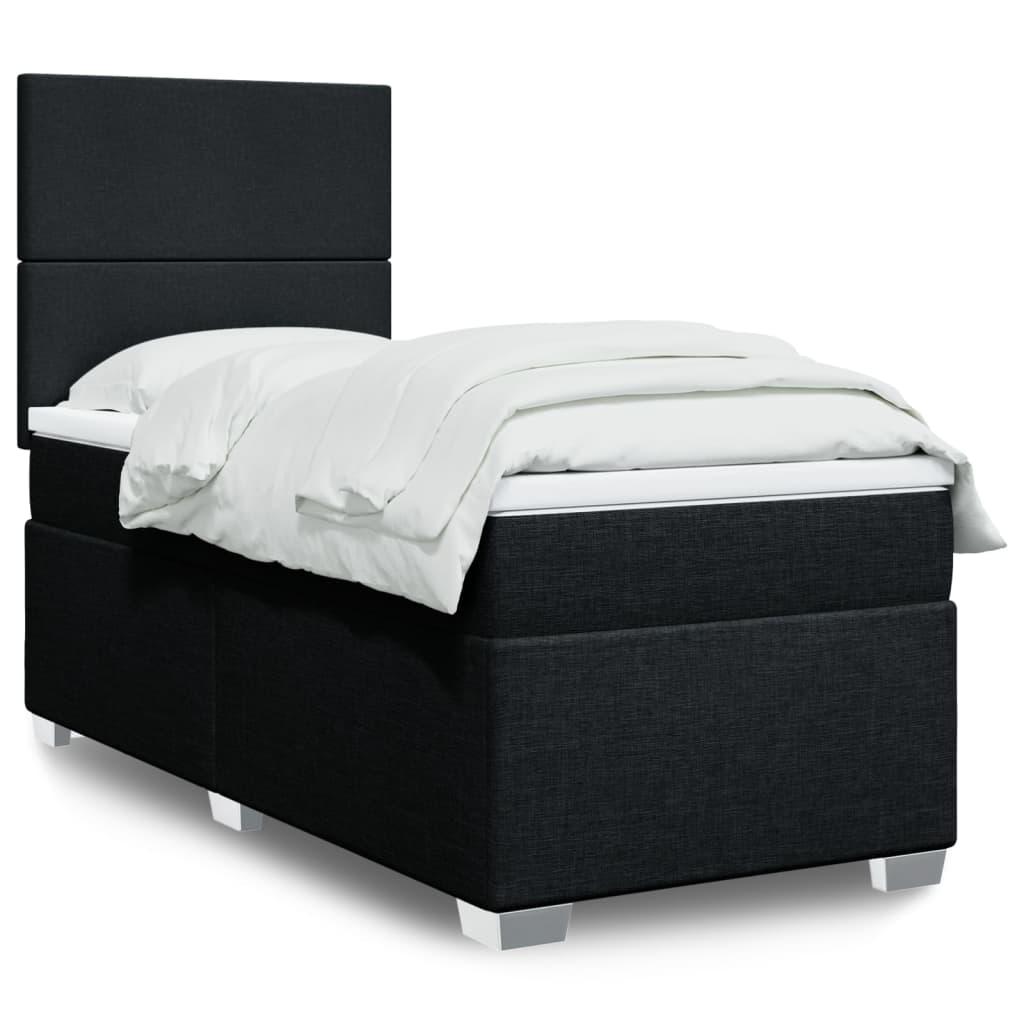 Sommier à lattes de lit avec matelas Noir 100x200 cm Tissu - XIOS