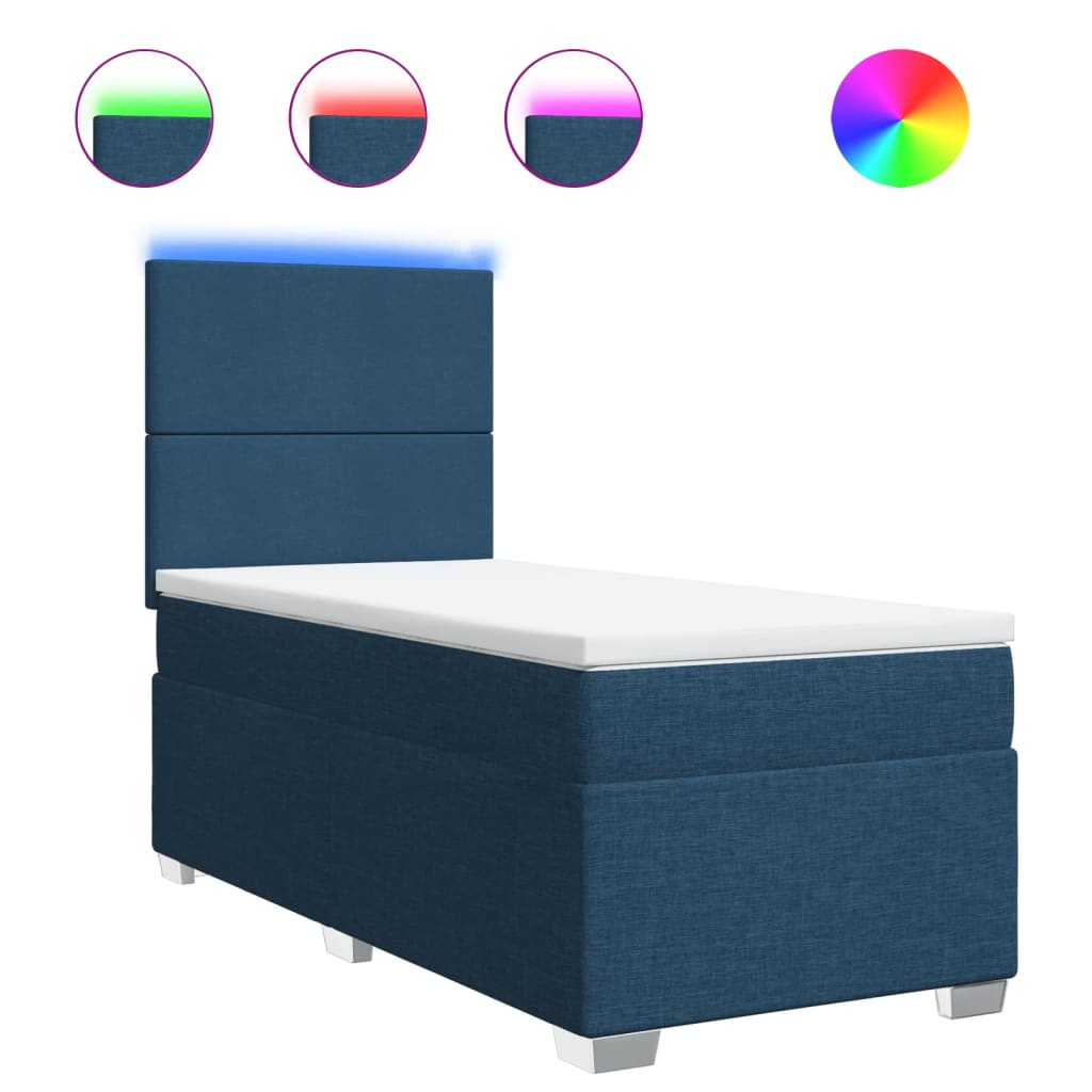 Sommier à lattes de lit avec matelas Bleu 100x200 cm Tissu - XIOS