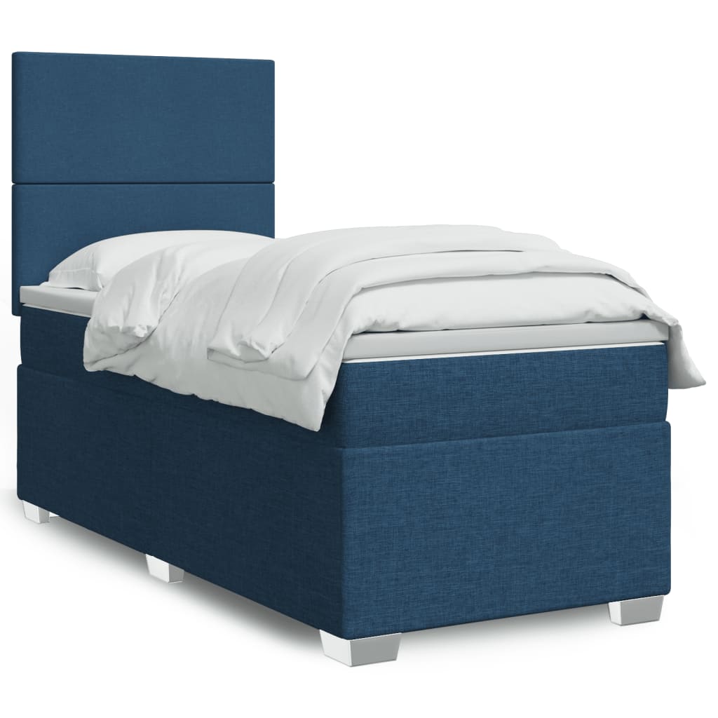 Sommier à lattes de lit avec matelas Bleu 100x200 cm Tissu - XIOS