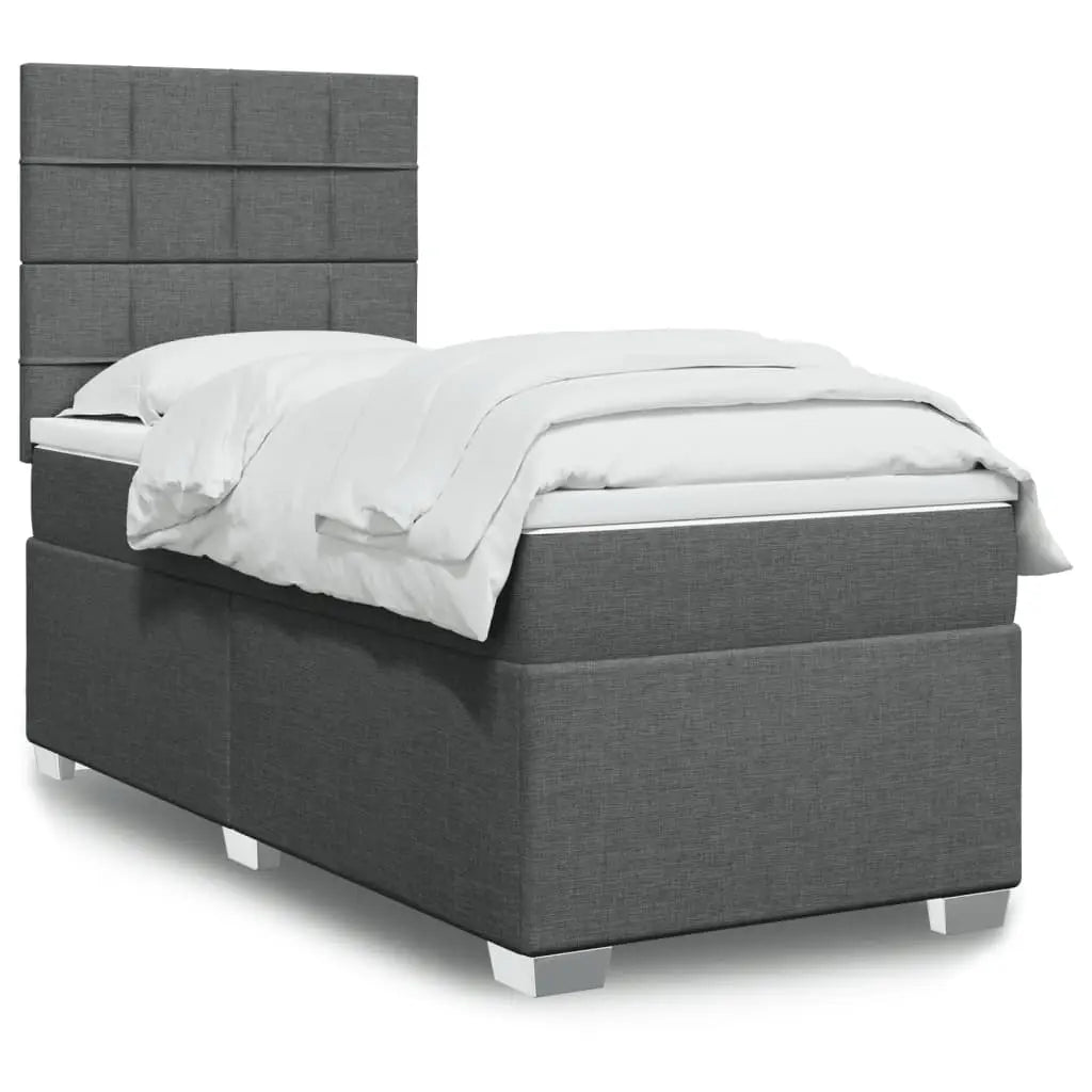 Sommier à lattes de lit avec matelas Gris foncé 100x200cm Tissu - XIOS