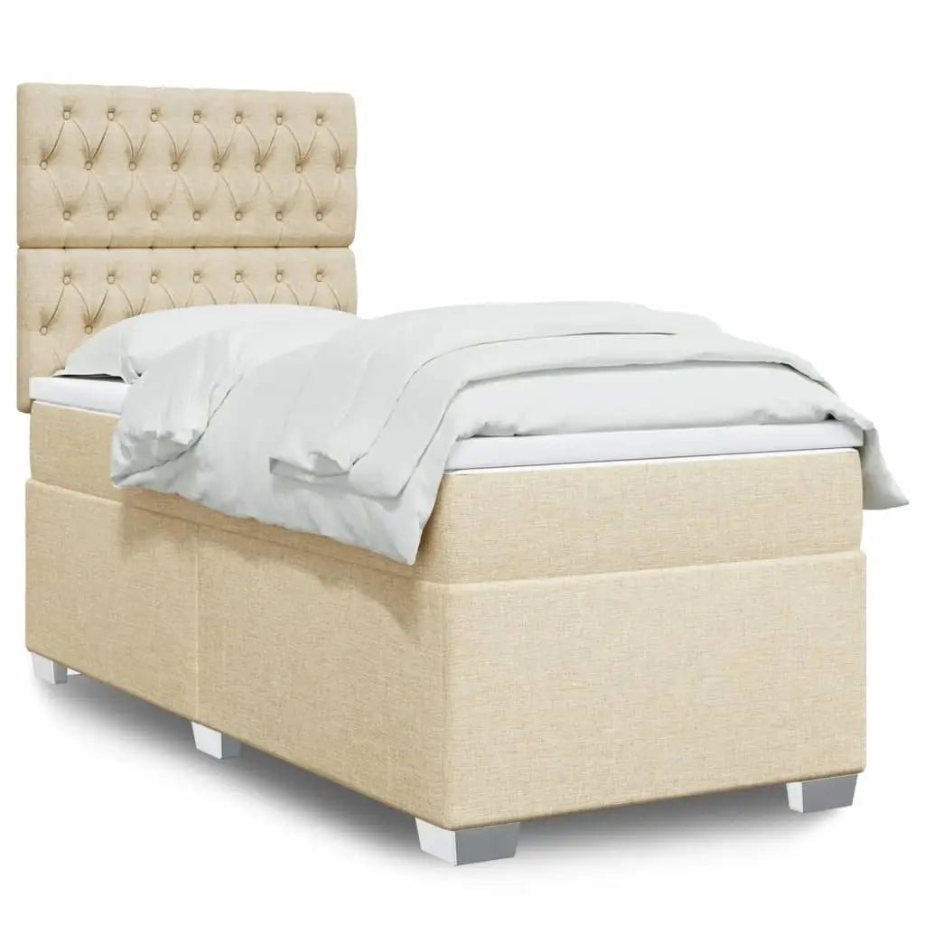 Sommier à lattes de lit avec matelas Crème 100x200 cm Tissu - XIOS