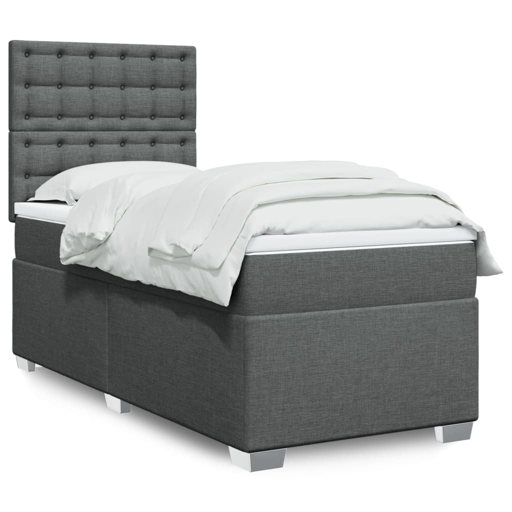 Sommier à lattes de lit avec matelas Gris foncé 100x200cm Tissu - XIOS