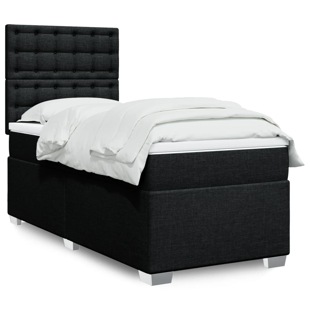 Sommier à lattes de lit avec matelas Noir 100x200 cm Tissu - XIOS