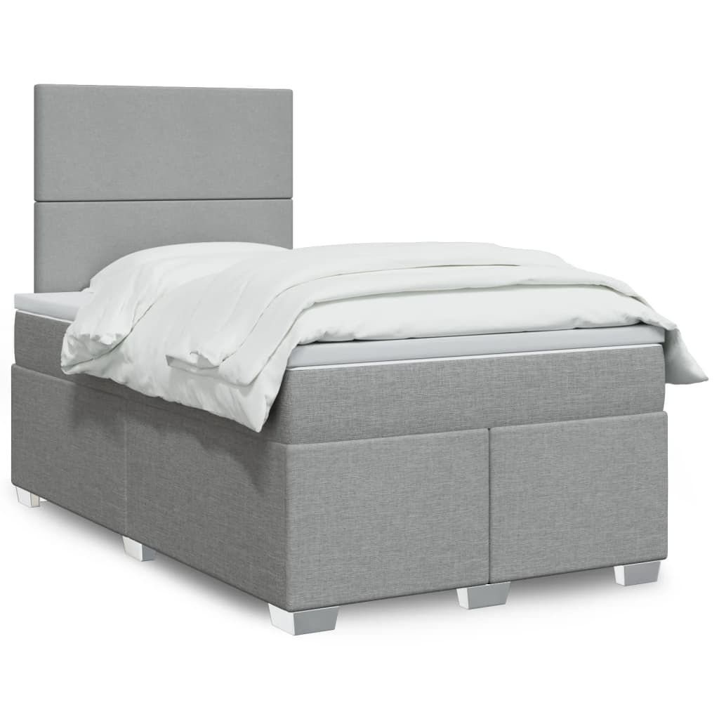 Sommier à lattes de lit et matelas gris clair 120x190 cm tissu - XIOS