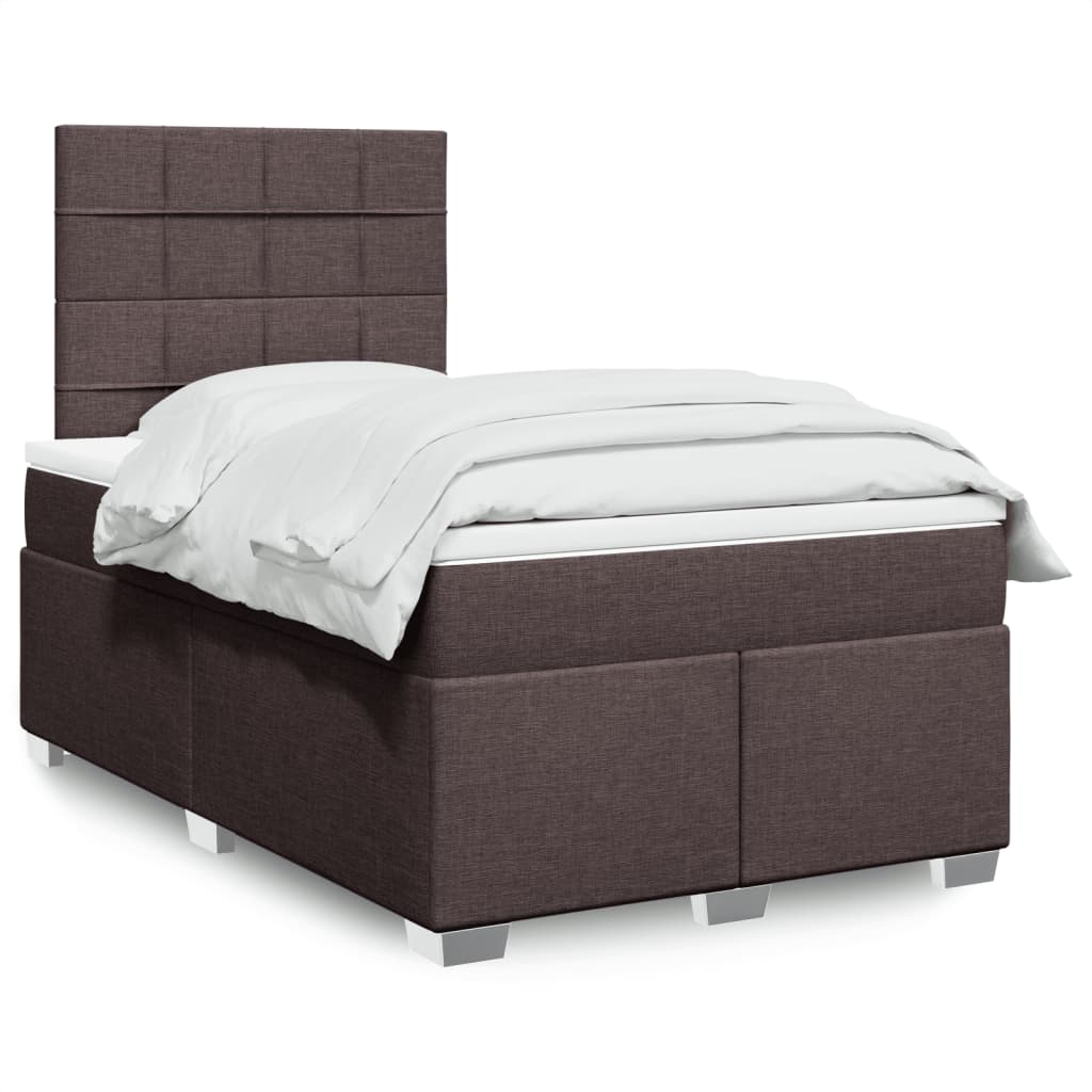 Sommier à lattes de lit et matelas marron foncé 120x190cm tissu - XIOS