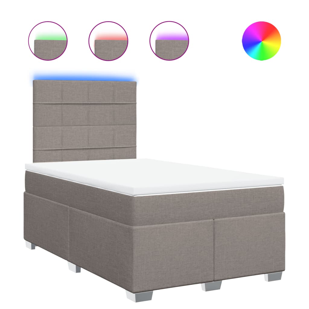 Sommier à lattes de lit avec matelas taupe 120x190 cm tissu - XIOS