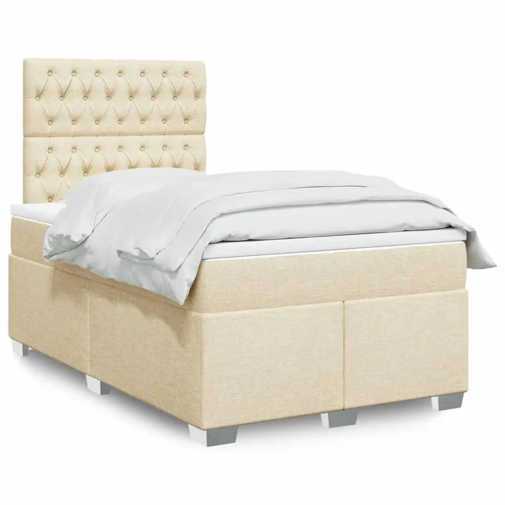 Sommier à lattes de lit avec matelas crème 120x190 cm tissu - XIOS