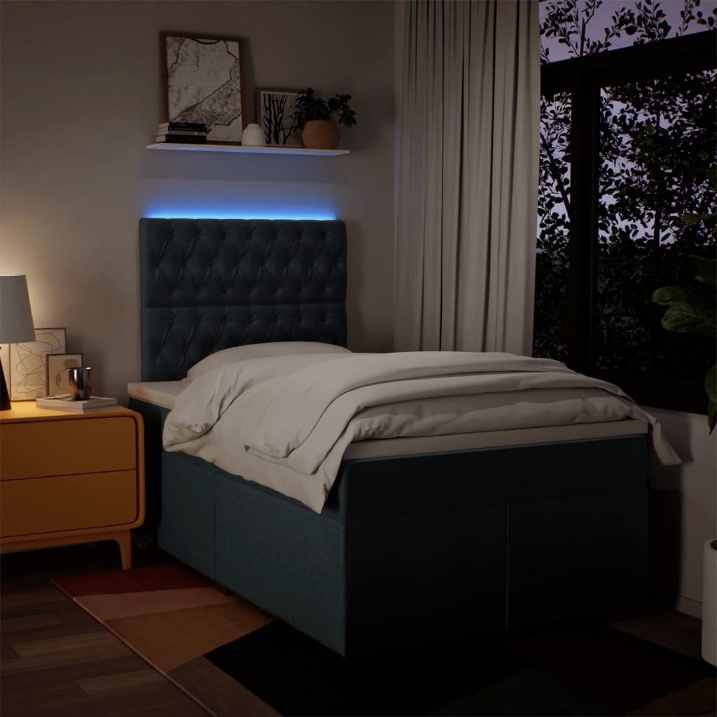 Sommier à lattes de lit avec matelas bleu 120x190 cm tissu - XIOS