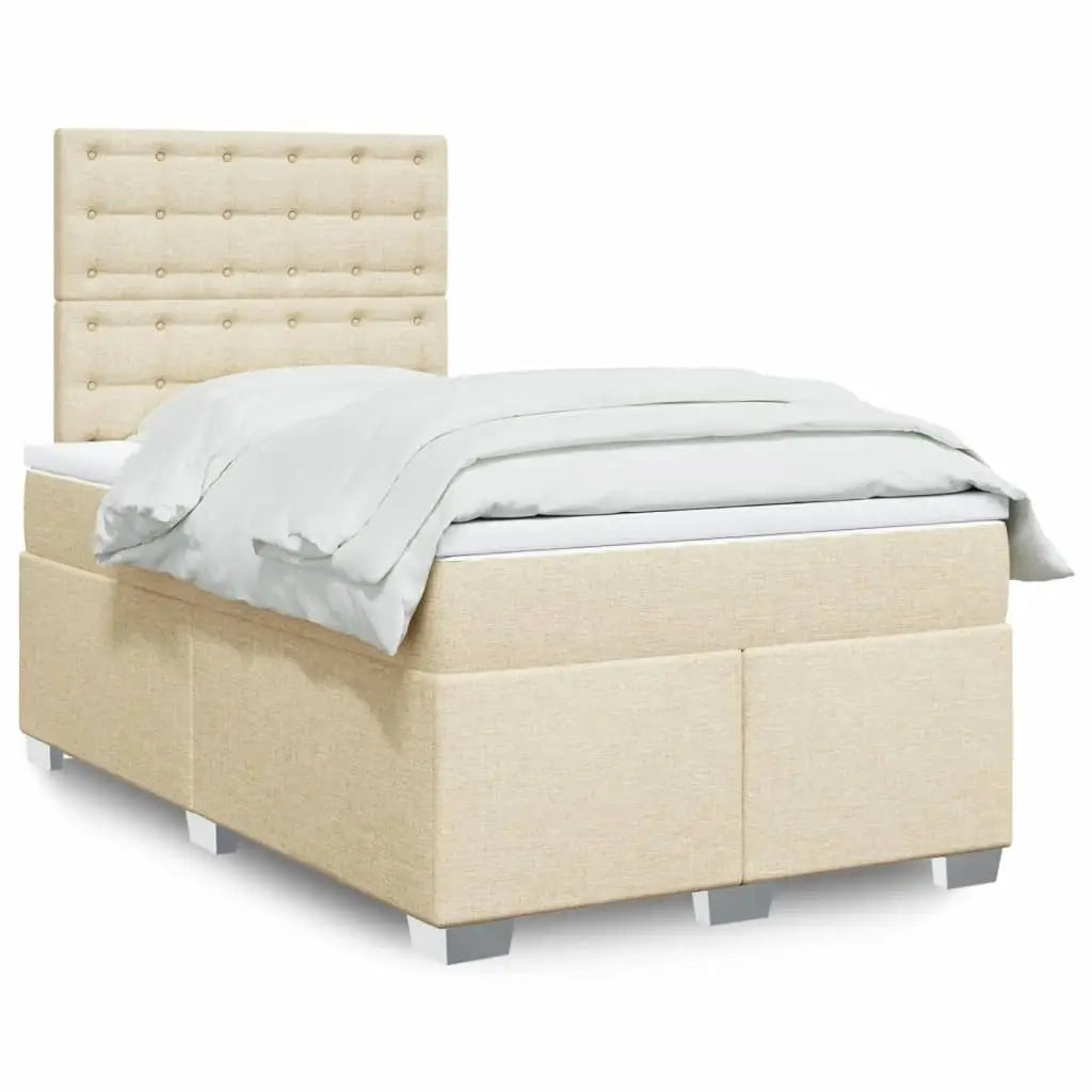 Sommier à lattes de lit avec matelas crème 120x190 cm tissu - XIOS