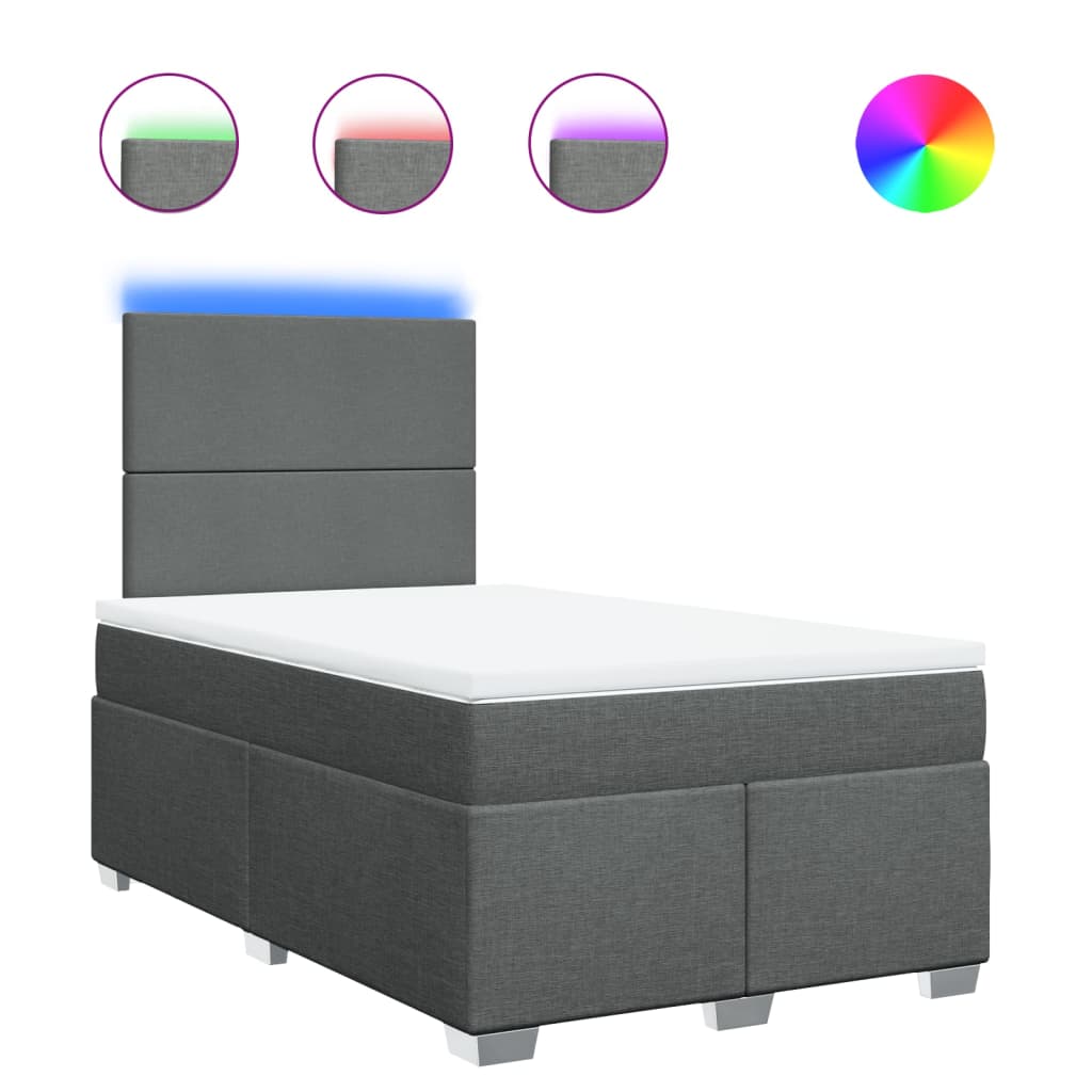 Sommier à lattes de lit avec matelas Gris foncé 120x200cm Tissu - XIOS