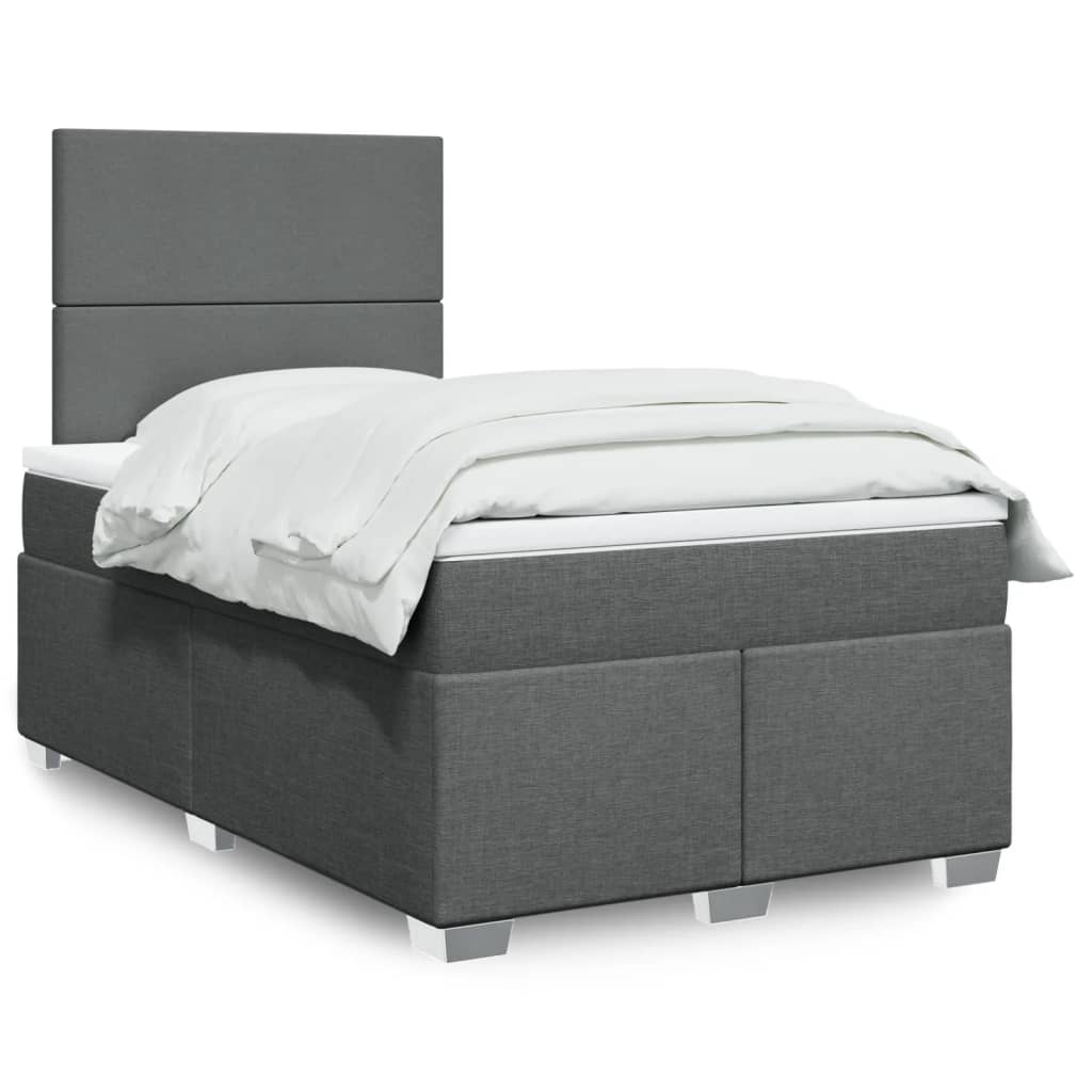 Sommier à lattes de lit avec matelas Gris foncé 120x200cm Tissu - XIOS